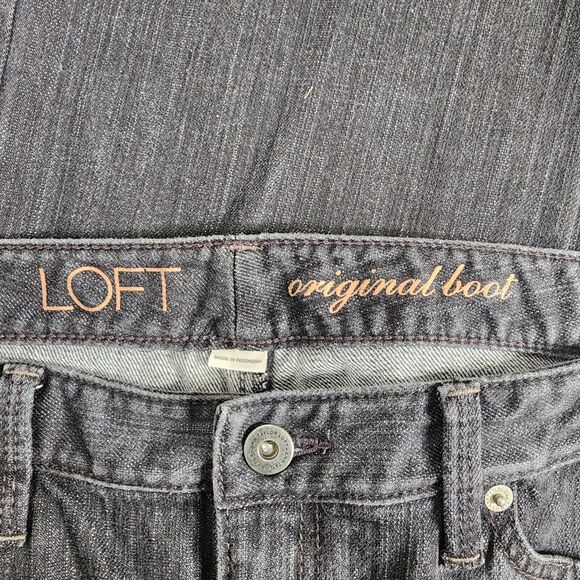 LOFT Womens Jeans Size 12 Mid Rise Original Bootcut Denim Charcoal Black Stretch - Picture 7 of 8